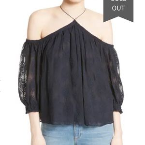 NWT Rebecca Taylor 💯 silk off-the-shoulder halter blouse